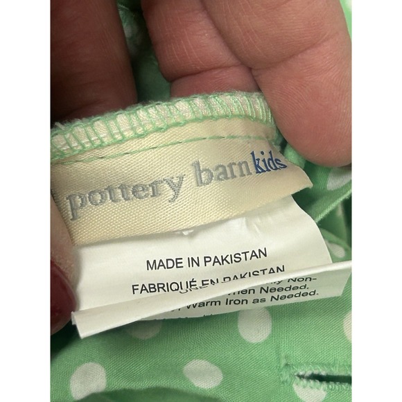 Pottery Barn Kids Twin Duvet Cover Organic Cotton Apple Green White Polka Dot - Picture 3 of 12